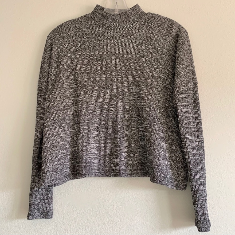 Gray knit sweater mock neck